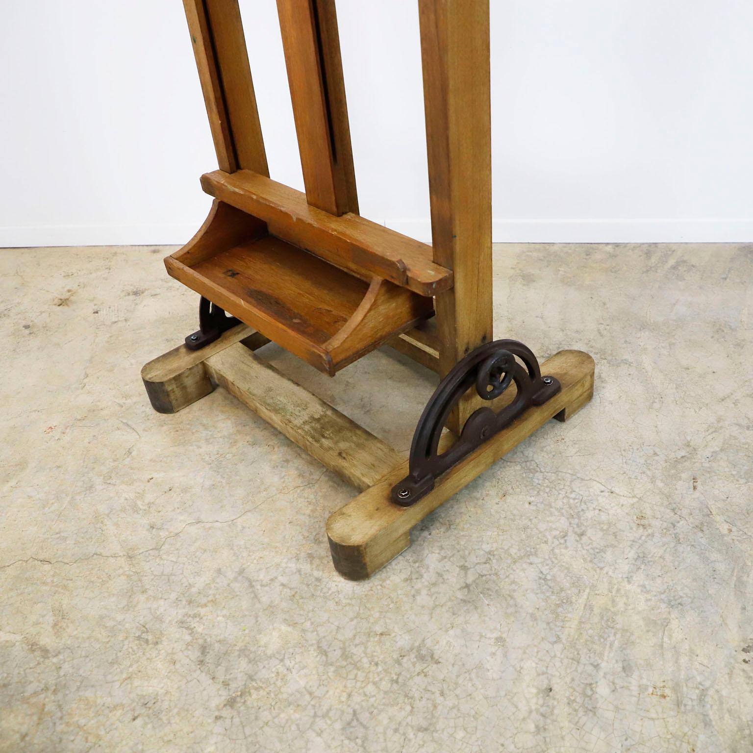 Industrial Mexican Early 1950 Wood Adjustable Artist Easel For Sale