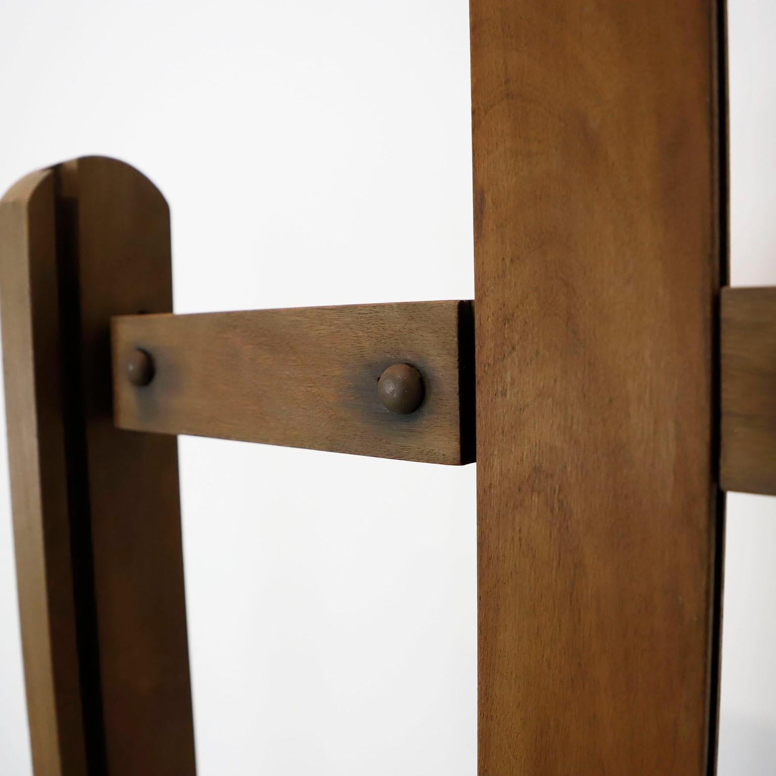 Industrial Mexican Early 1950 Wood Adjustable Artist Easel For Sale