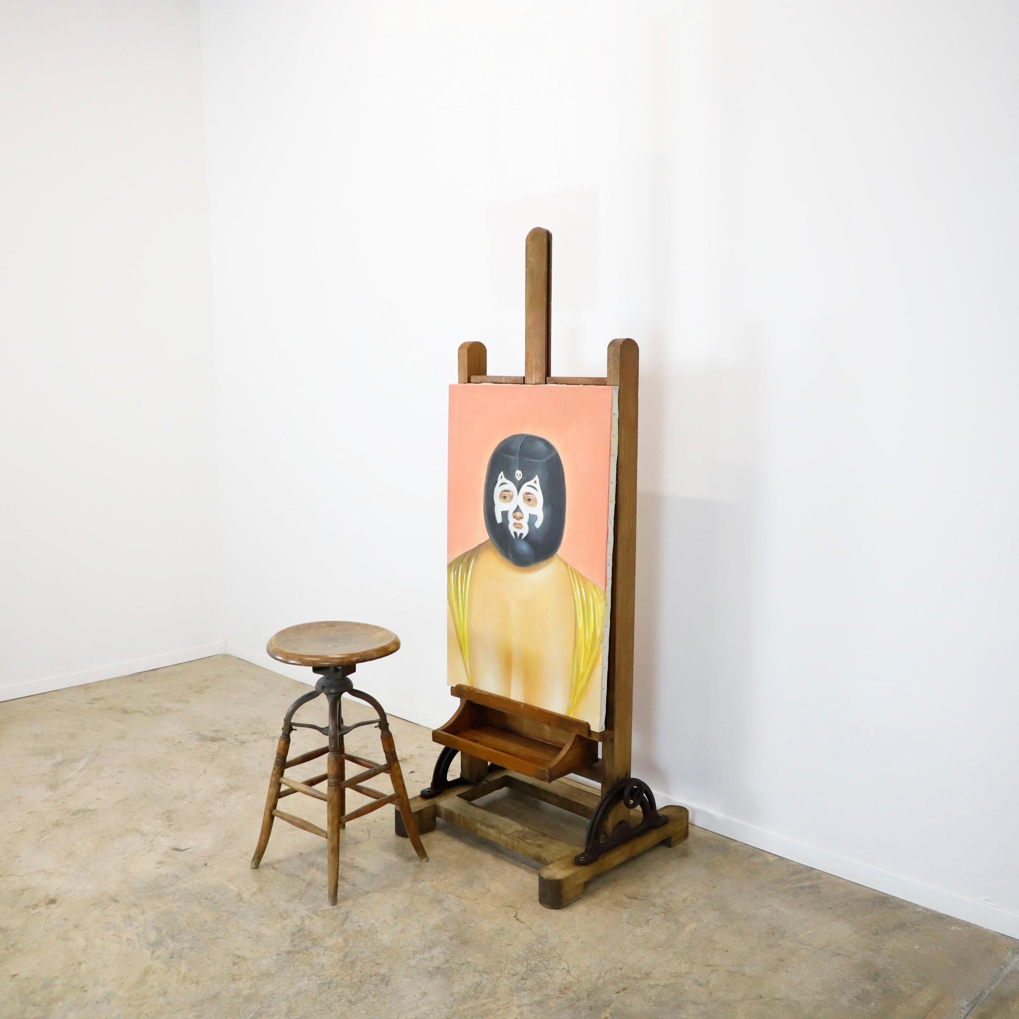 Mid-20th Century Mexican Early 1950 Wood Adjustable Artist Easel For Sale