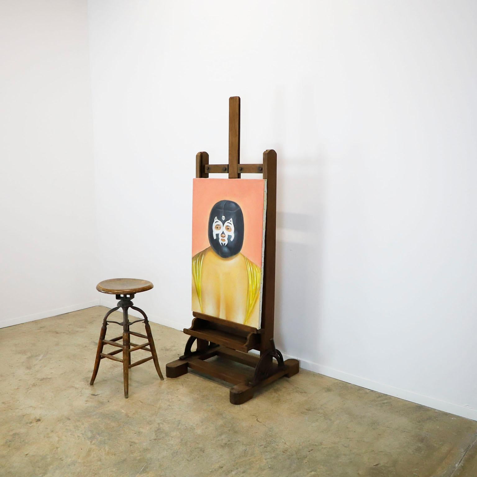 Mid-20th Century Mexican Early 1950 Wood Adjustable Artist Easel For Sale