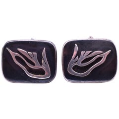 Vintage Mexican Enrique Ledesma Sterling Dove Cufflinks, circa 1950