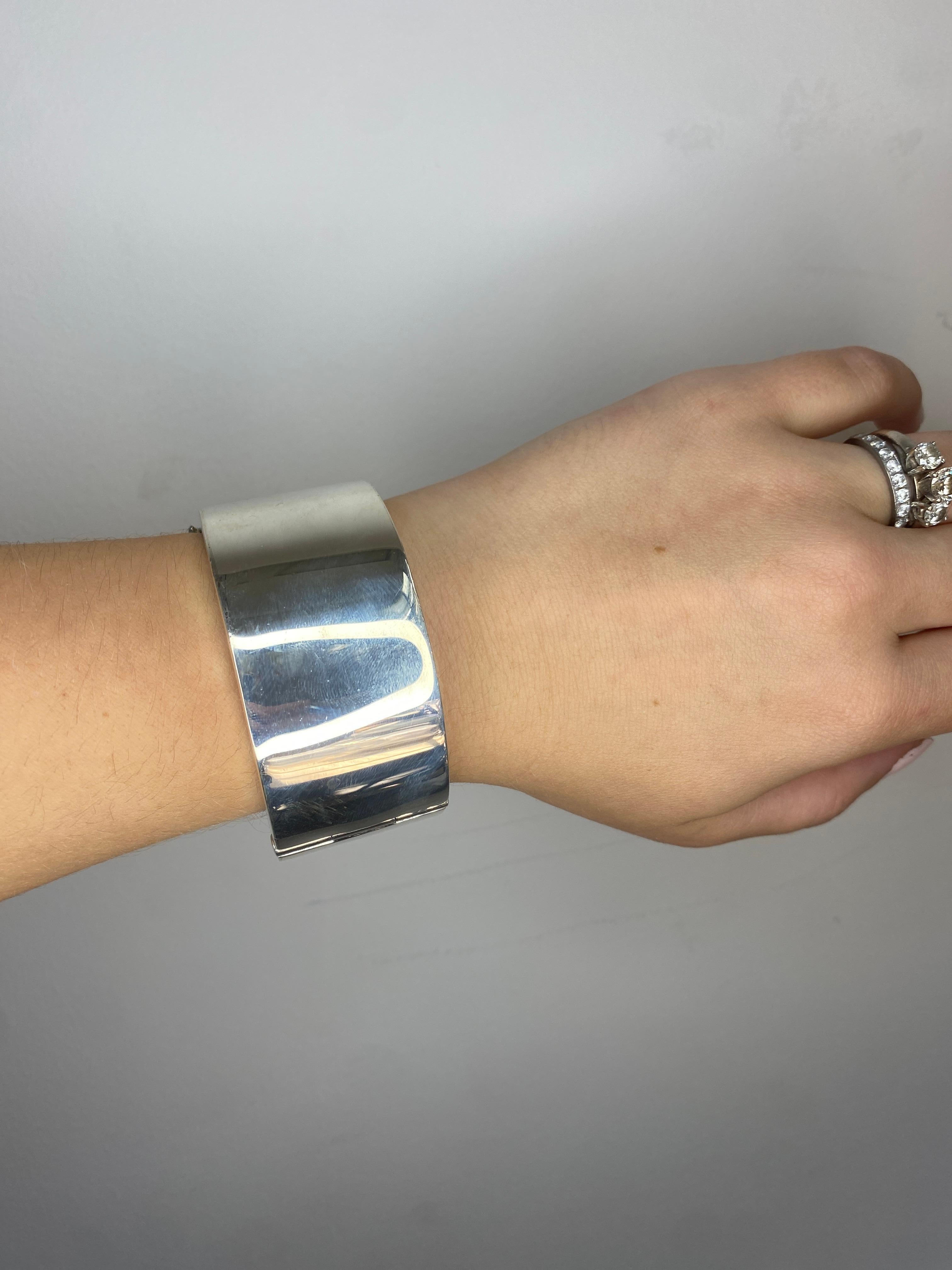 Women's or Men's Mexican Escorcia Extra Wide Bangle Bracelet, Sterling Silver