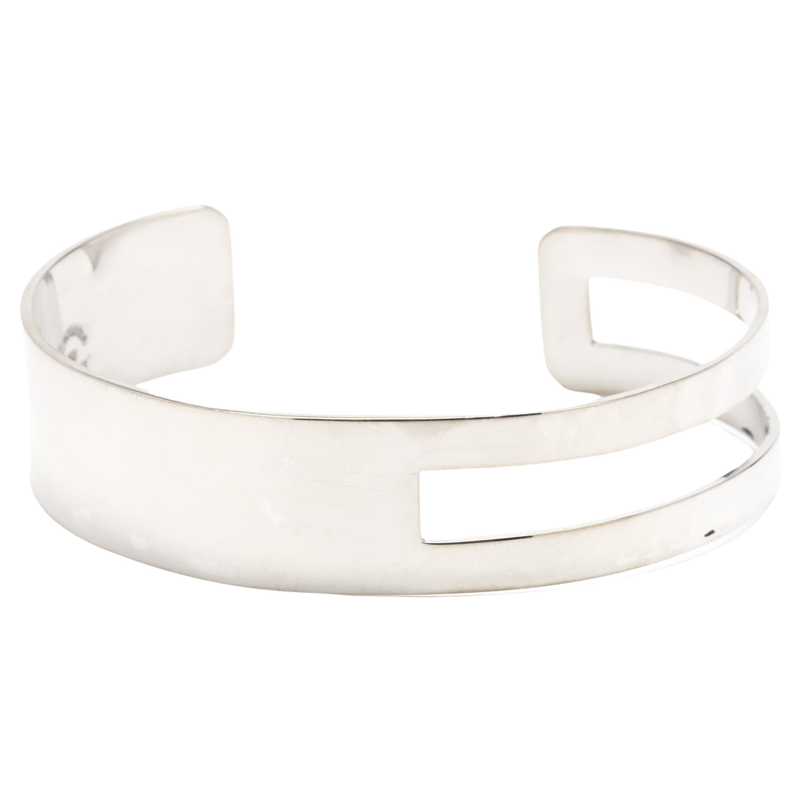 Modernes mexikanisches Escorcia-Manschettenarmband, Sterlingsilber, Länge 7 Zoll, einfach
