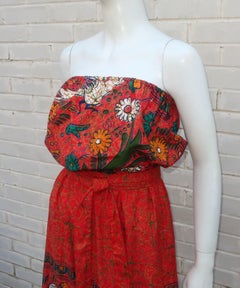Mexican Exotic Strapless Maxi Dress, 1970's