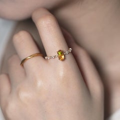 Mexican Fire Opal Diamond Engagement Ring 14K Yellow Gold