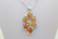 Mexican Fire Opal Diamond Gold Pendant
