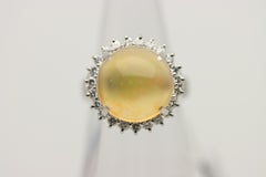 Mexican Fire Opal Diamond Halo Platinum Ring