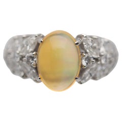 Mexican Fire Opal Diamond Platinum Ring