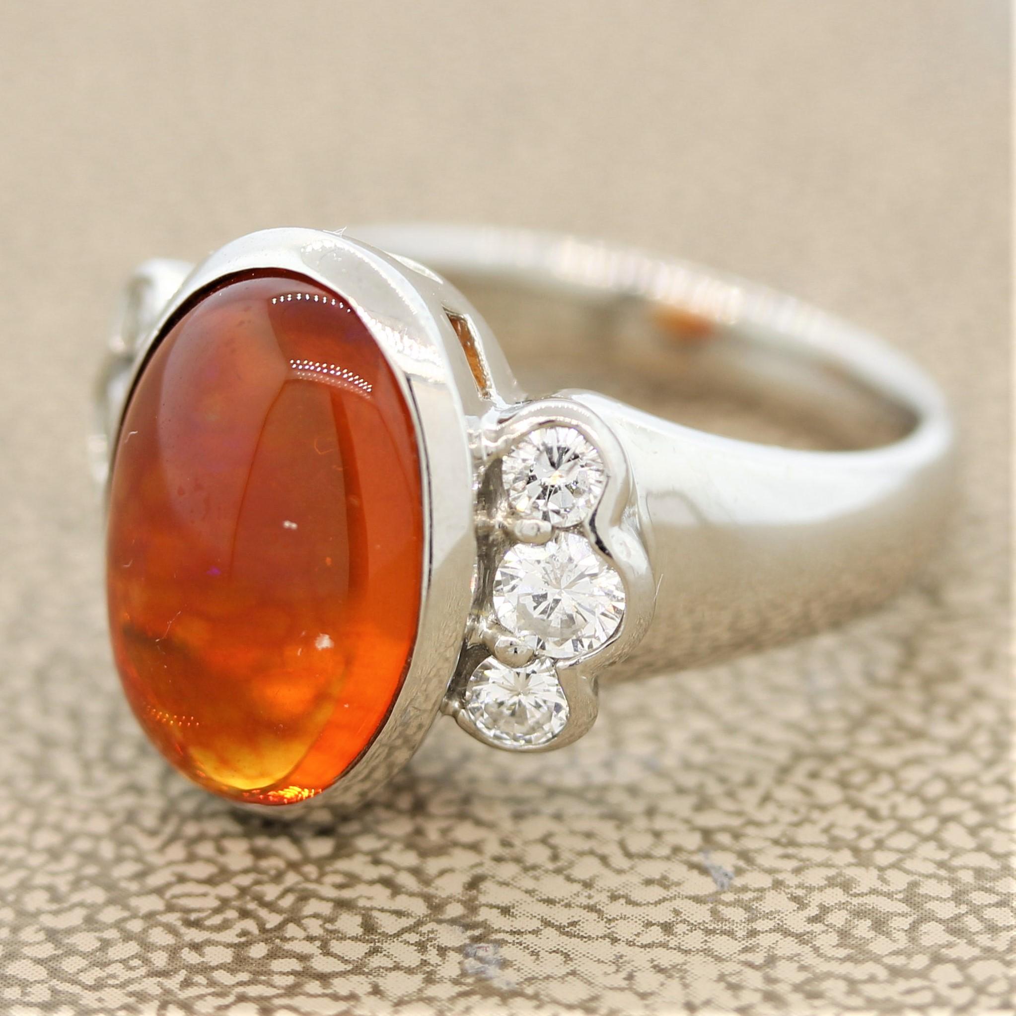 mens mexican fire opal ring