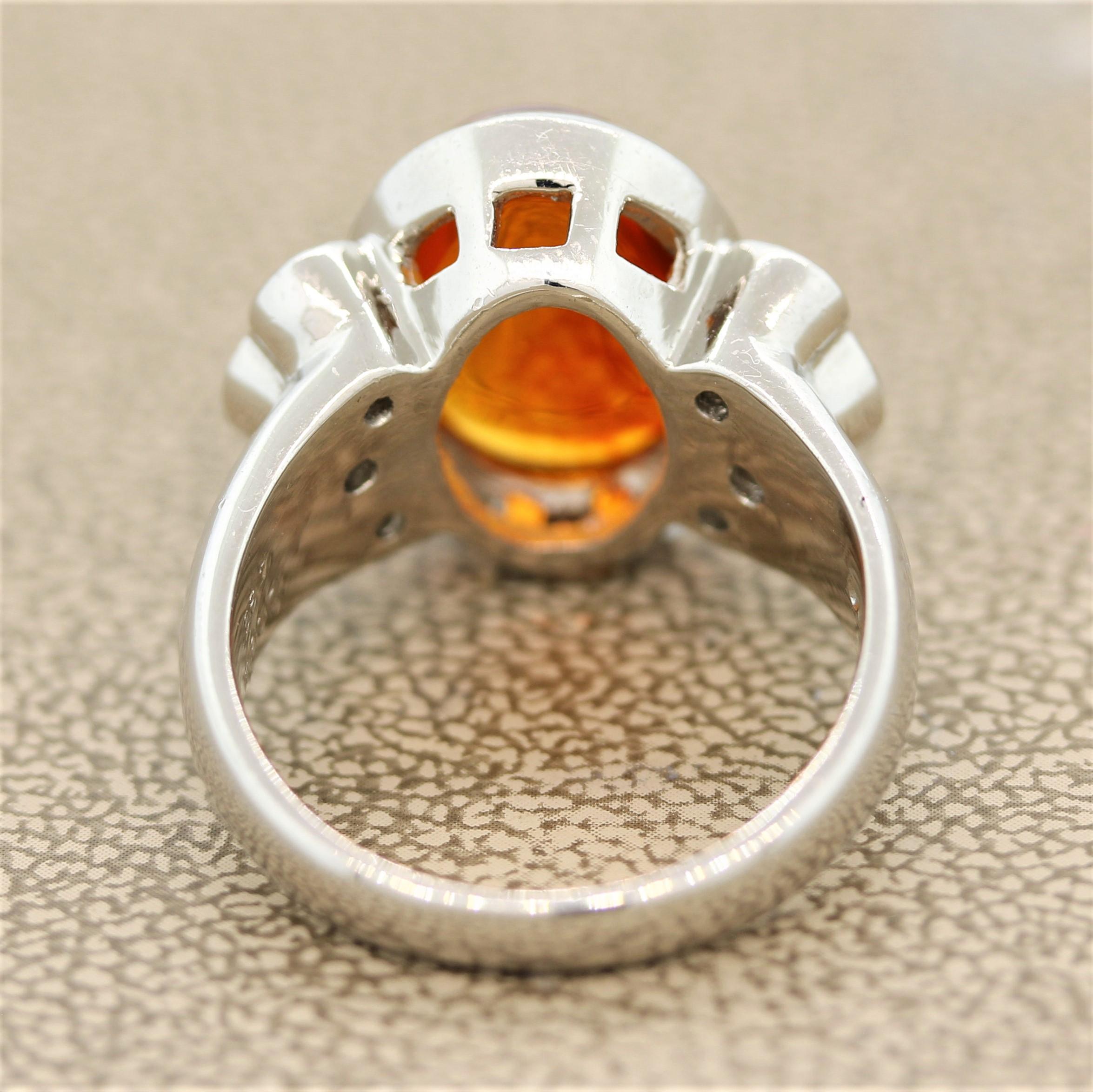 mexican fire opal mens ring