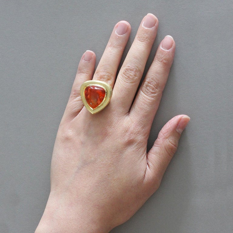Mexican Fire Opal Gold Cocktail Ring 2