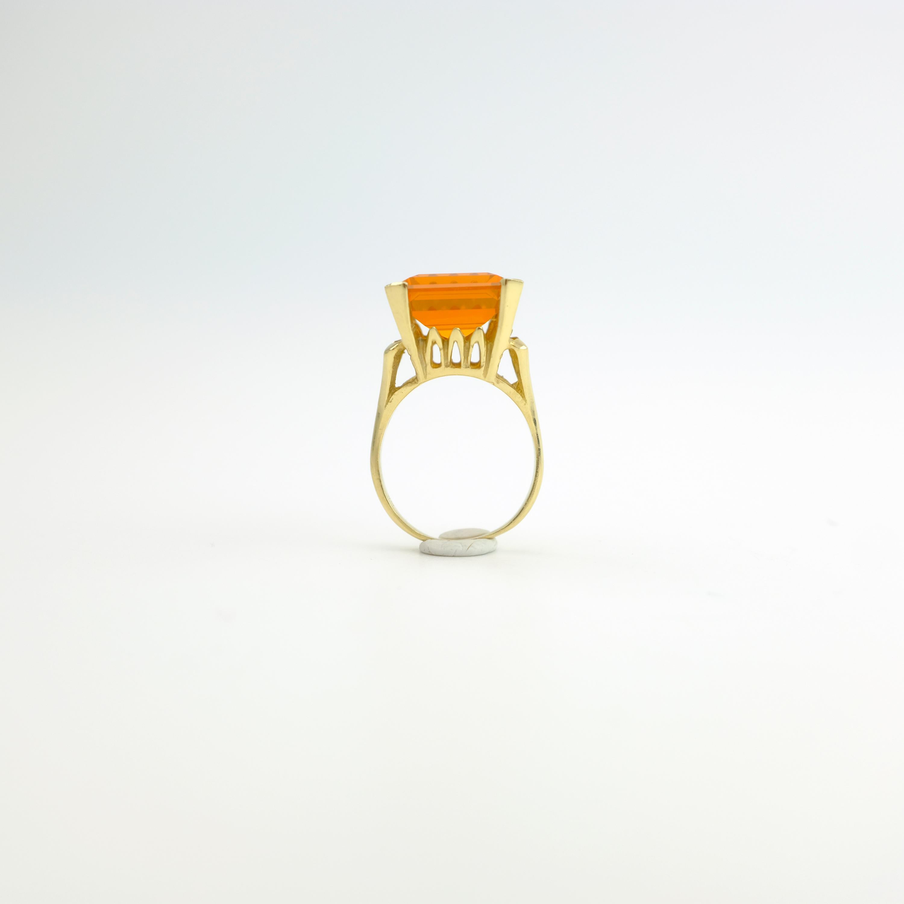 Mexican Fire Opal in Fanta Orange Retro Gold Setting 6