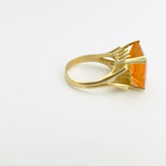 Mexican Fire Opal in Fanta Orange Retro Gold Setting