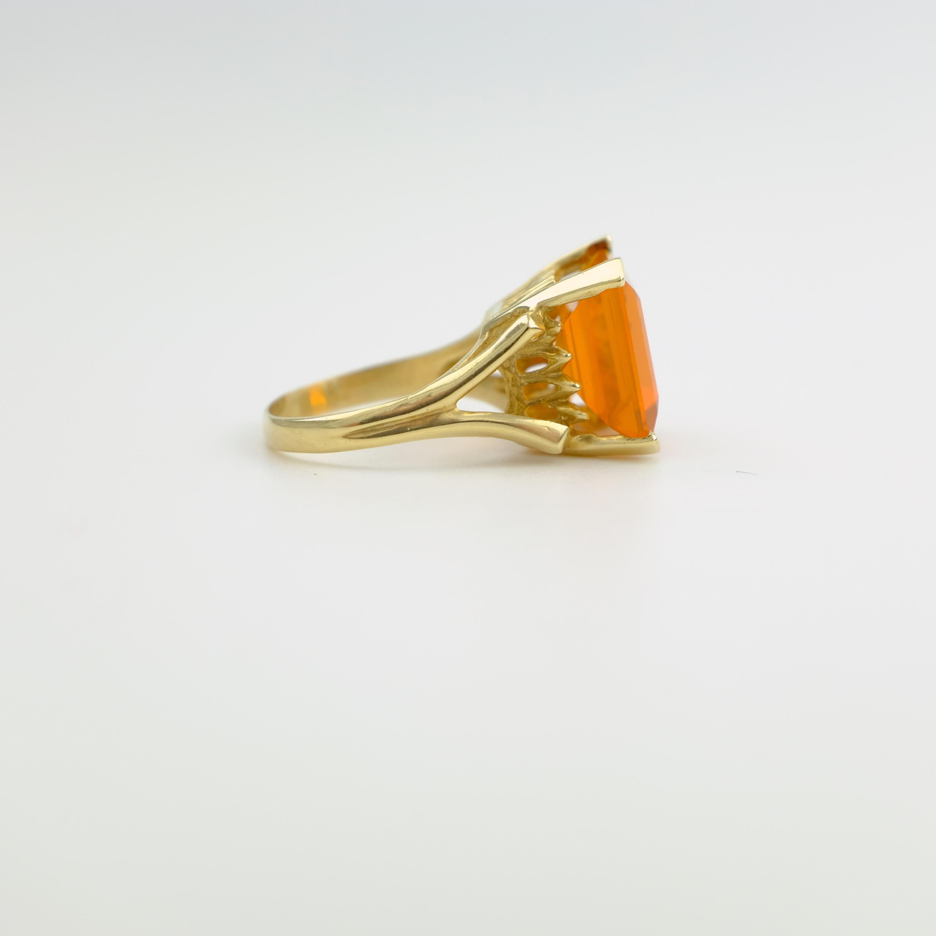 Mexican Fire Opal in Fanta Orange Retro Gold Setting 5