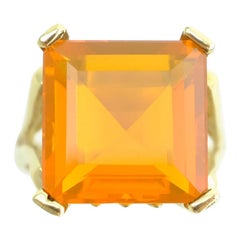 Mexican Fire Opal in Fanta Orange Retro Gold Setting