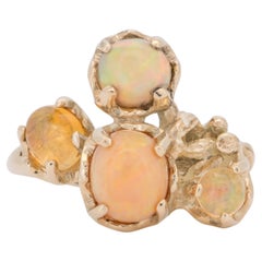 Mexican Fire Opal Organic Branch Ring 14K Gold R6728