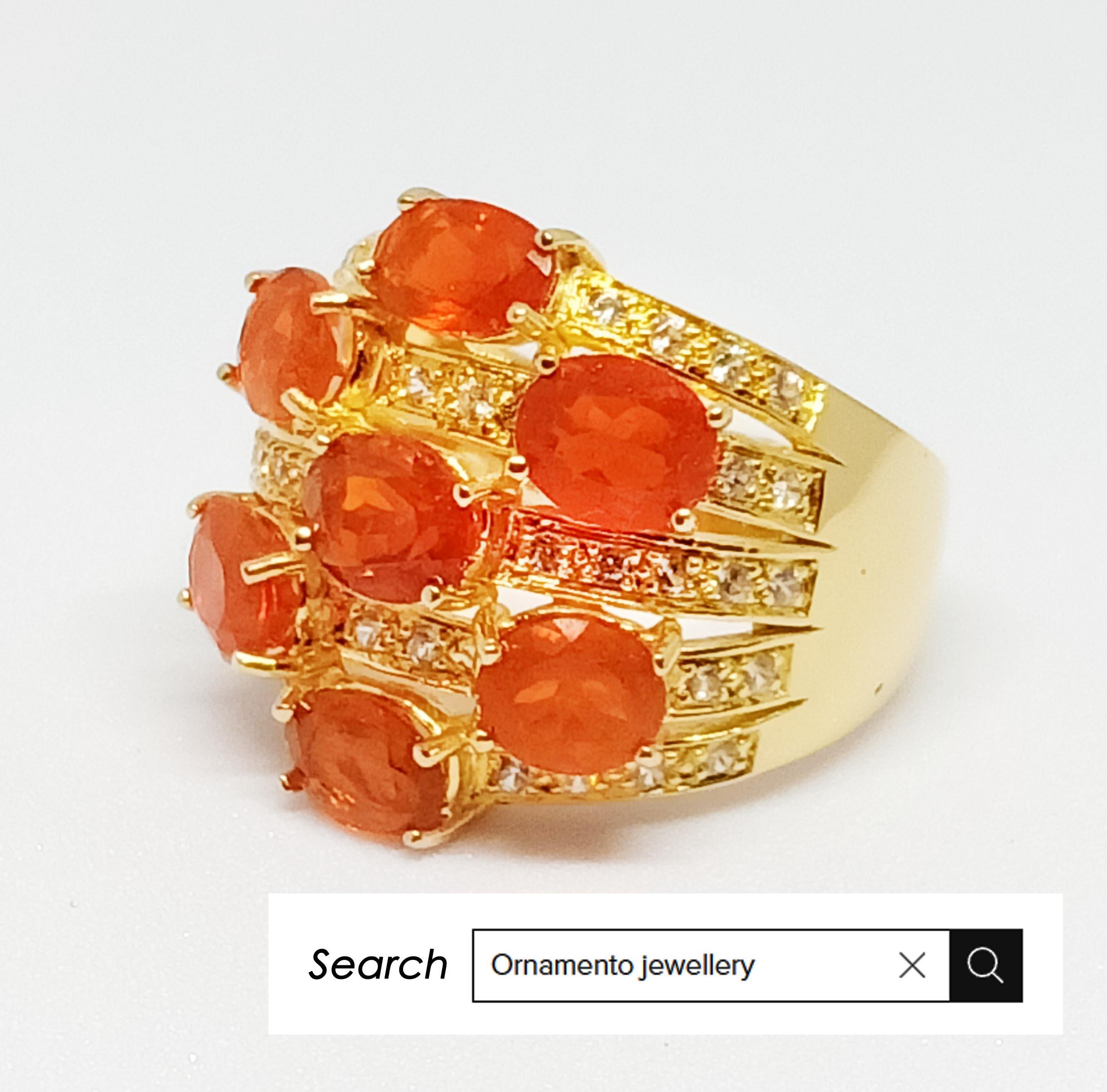 Baroque mexican fire opal ring. (3.38cts) 18K gold plated over sterling silver.