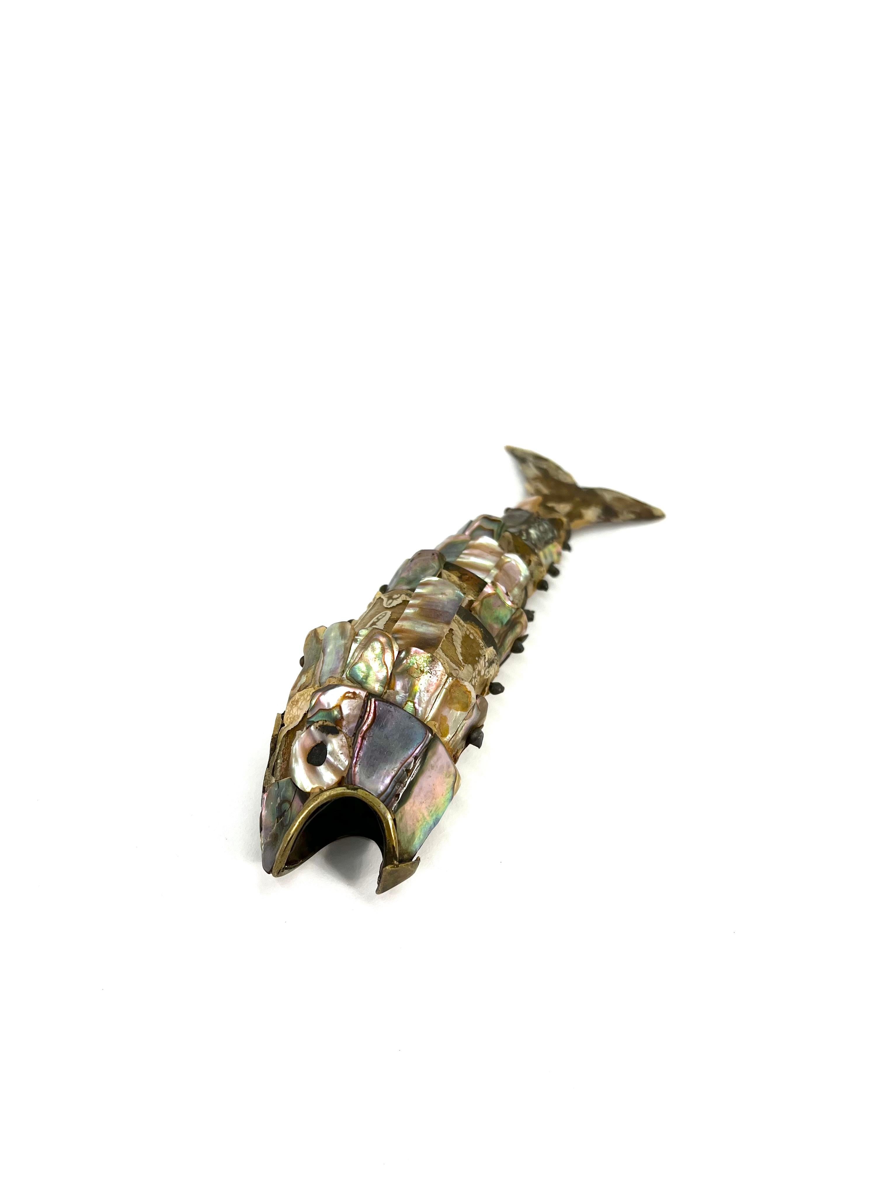 Mexican Fish Bottle Opener with Abalone Shells 1