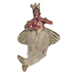 Vintage Mexican Folk Art Ceramic Mermaid