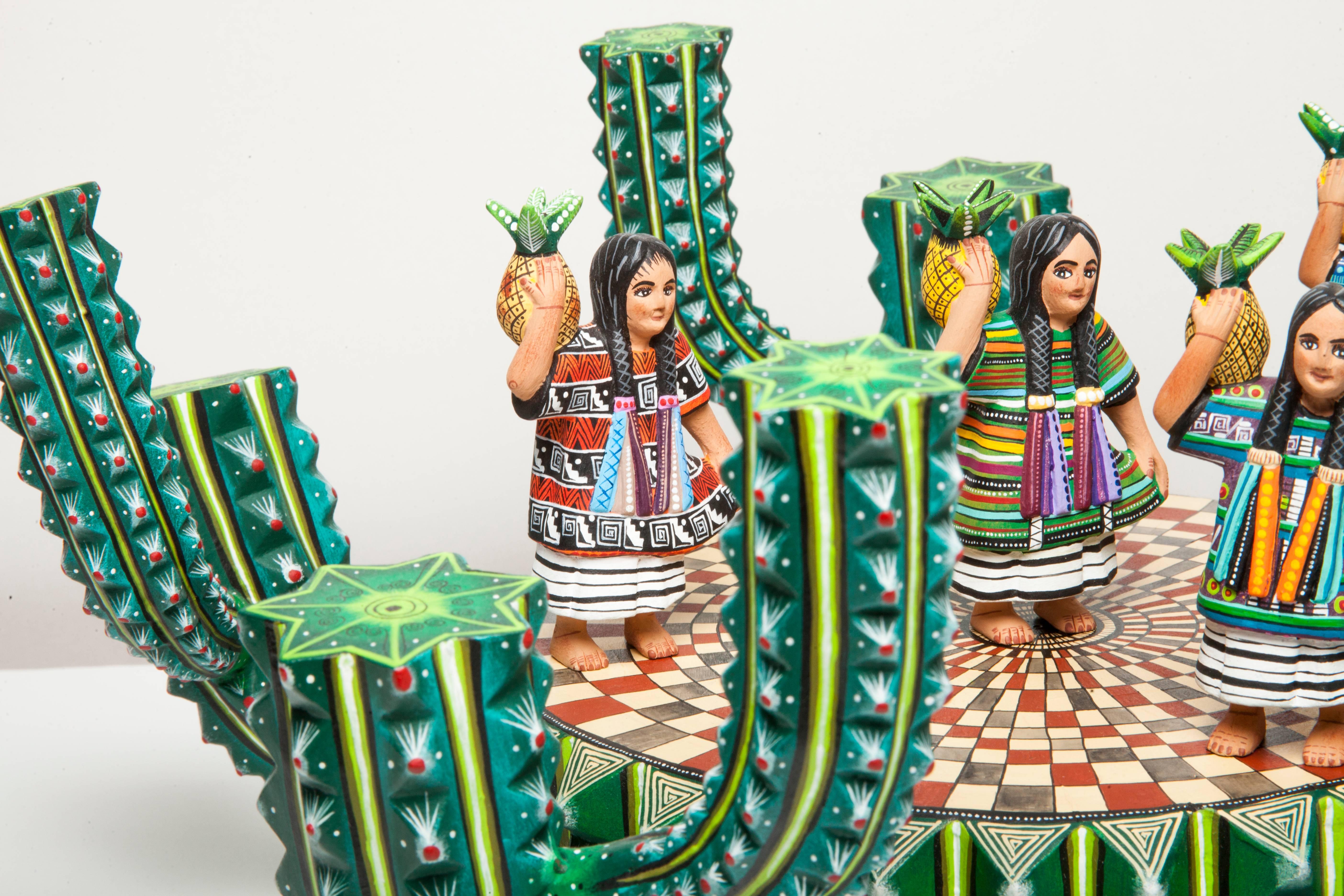 Mexikanische Volkskunst Holzschnitzerei Traditioneller Tanz, handgefertigt Alebrije, Unikat im Zustand „Neu“ im Angebot in Queretaro, Queretaro
