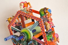 Mexican Folk Art Woodcarving Alebrije Fortune Wheel Folkloric Art Oaxaca Toy