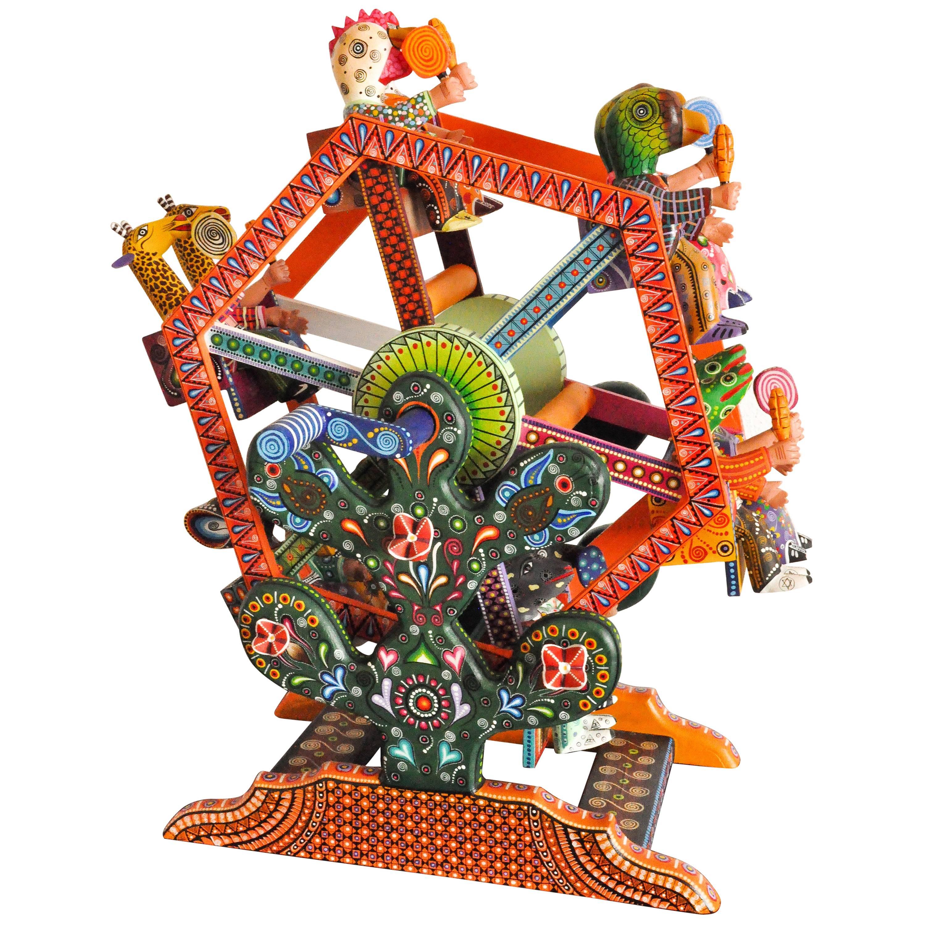 Mexikanische Volkskunst, Holzschnitzerei Alebrije Fortune Wheel, Volkskunst Oaxaca, Spielzeug  im Angebot