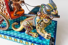 Mexican Folk Art Woodcarving Alebrijes Jaguar Wagon Folkloric Art