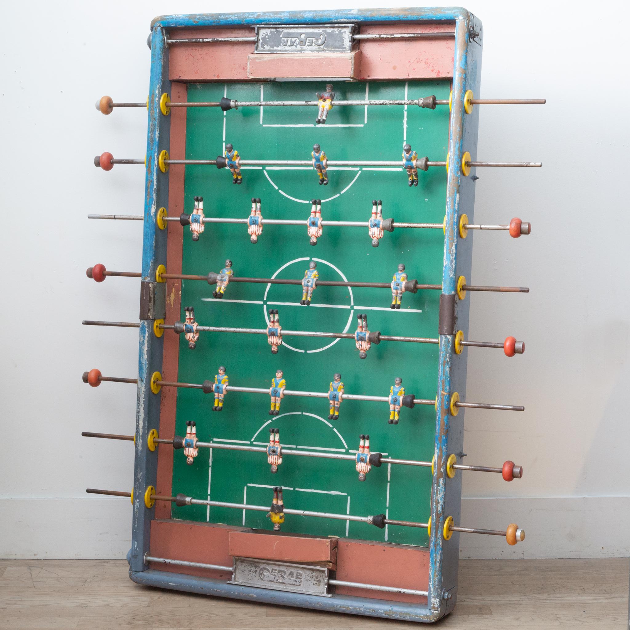 Industrial Mexican Foosball Table Top with Metal Players, C 1940s-Wall Decoration