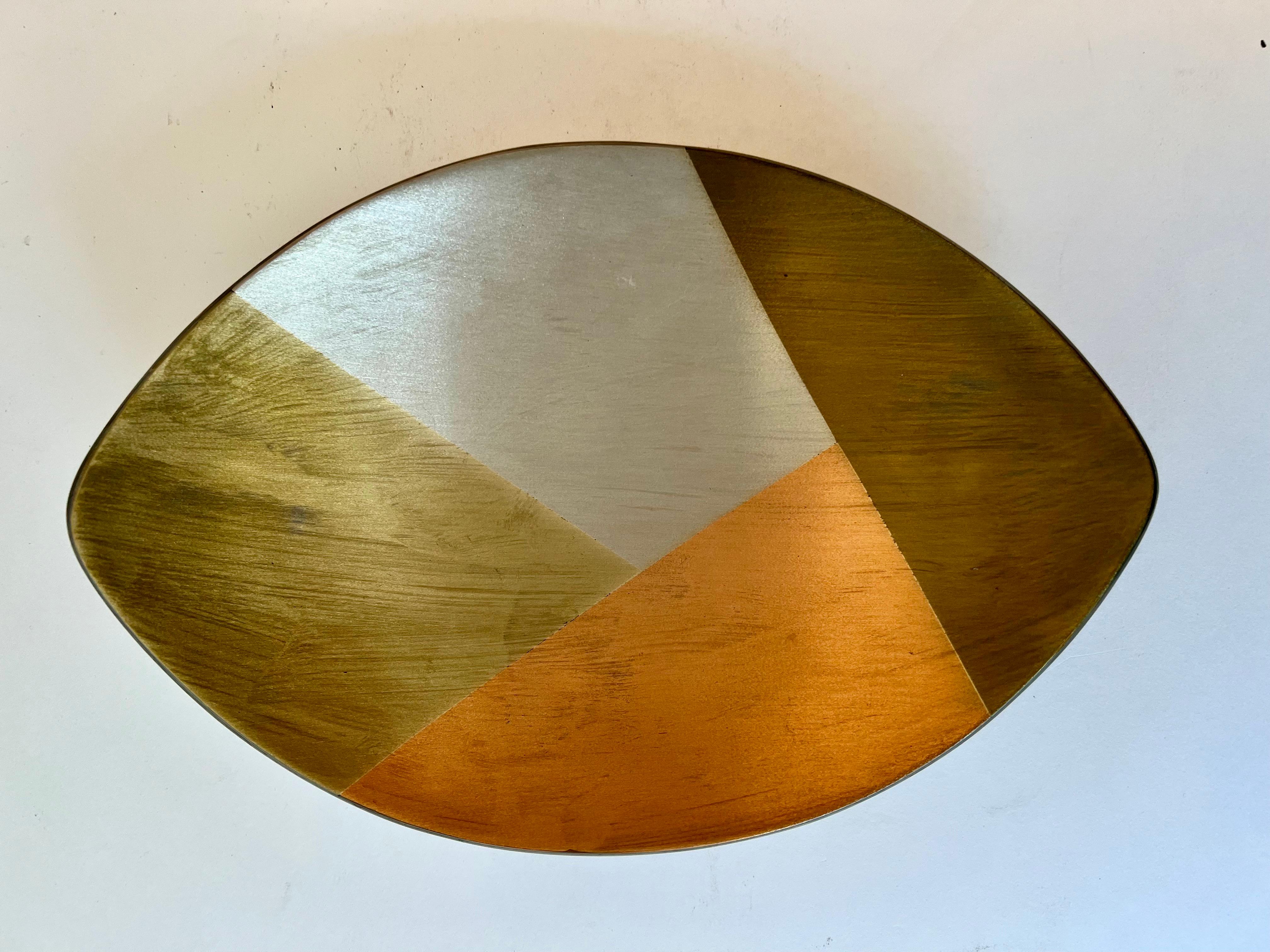 Mid-Century Modern Mexican  Footed Mixed Metal Bowl of Copper Brass Bronze and Silver For Sale