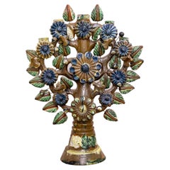 Mexican Glazed Terracotta Candlestick-Attributed To Alfonso Soteno-Period: XXth