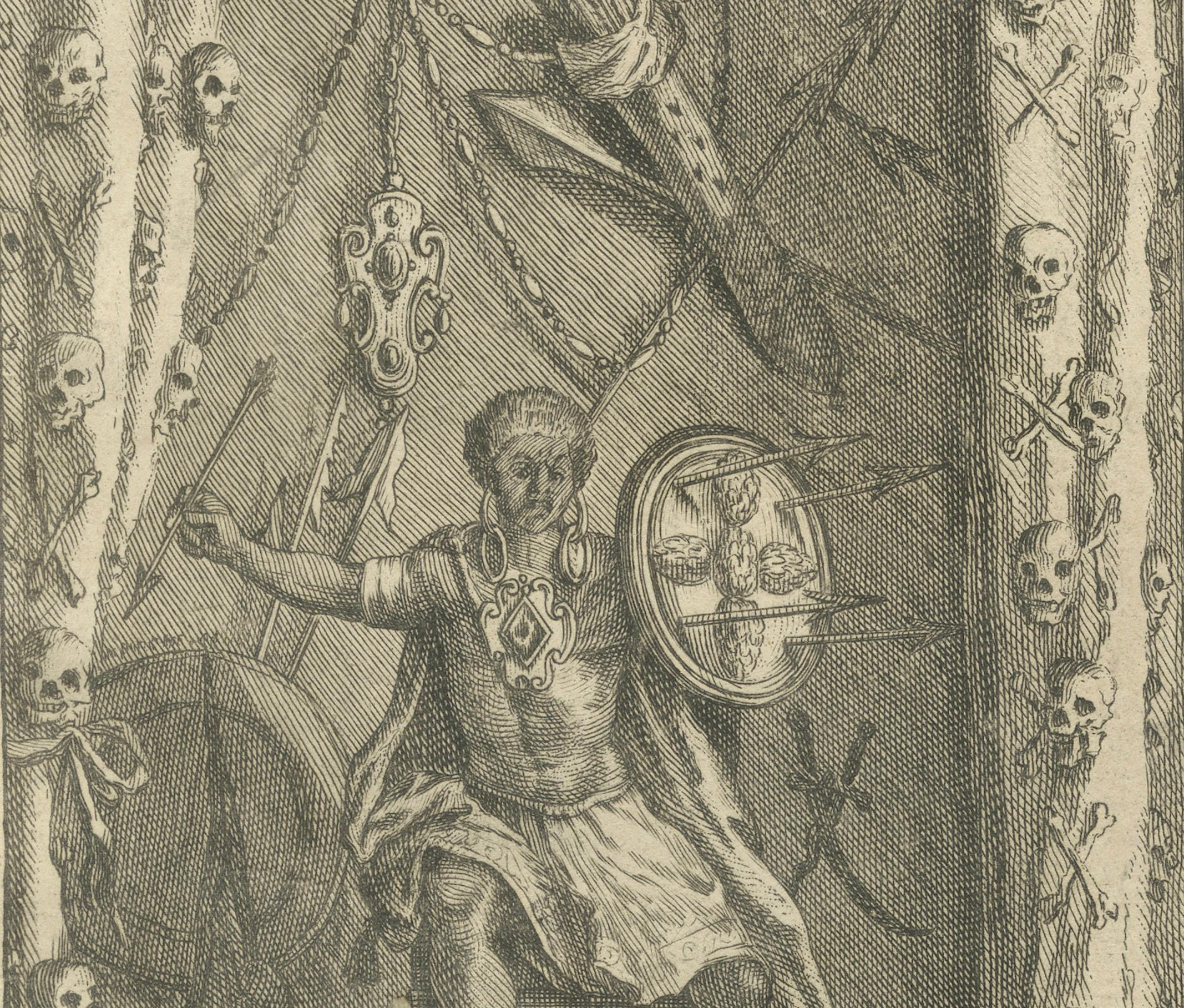 Dieux et prêtres mexicains - Gravure de 1734 représentant des divinités aztèques et des rituels religieux Bon état - En vente à Langweer, NL