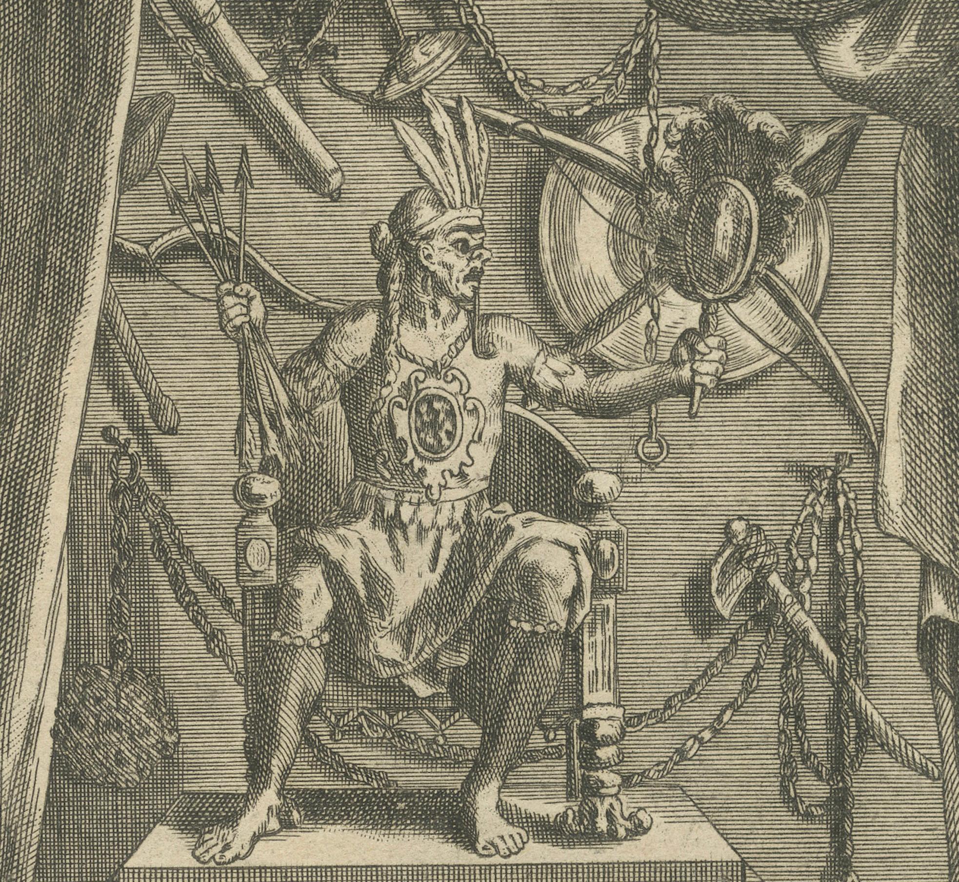 Milieu du XVIIIe siècle Dieux et prêtres mexicains - Gravure de 1734 représentant des divinités aztèques et des rituels religieux en vente