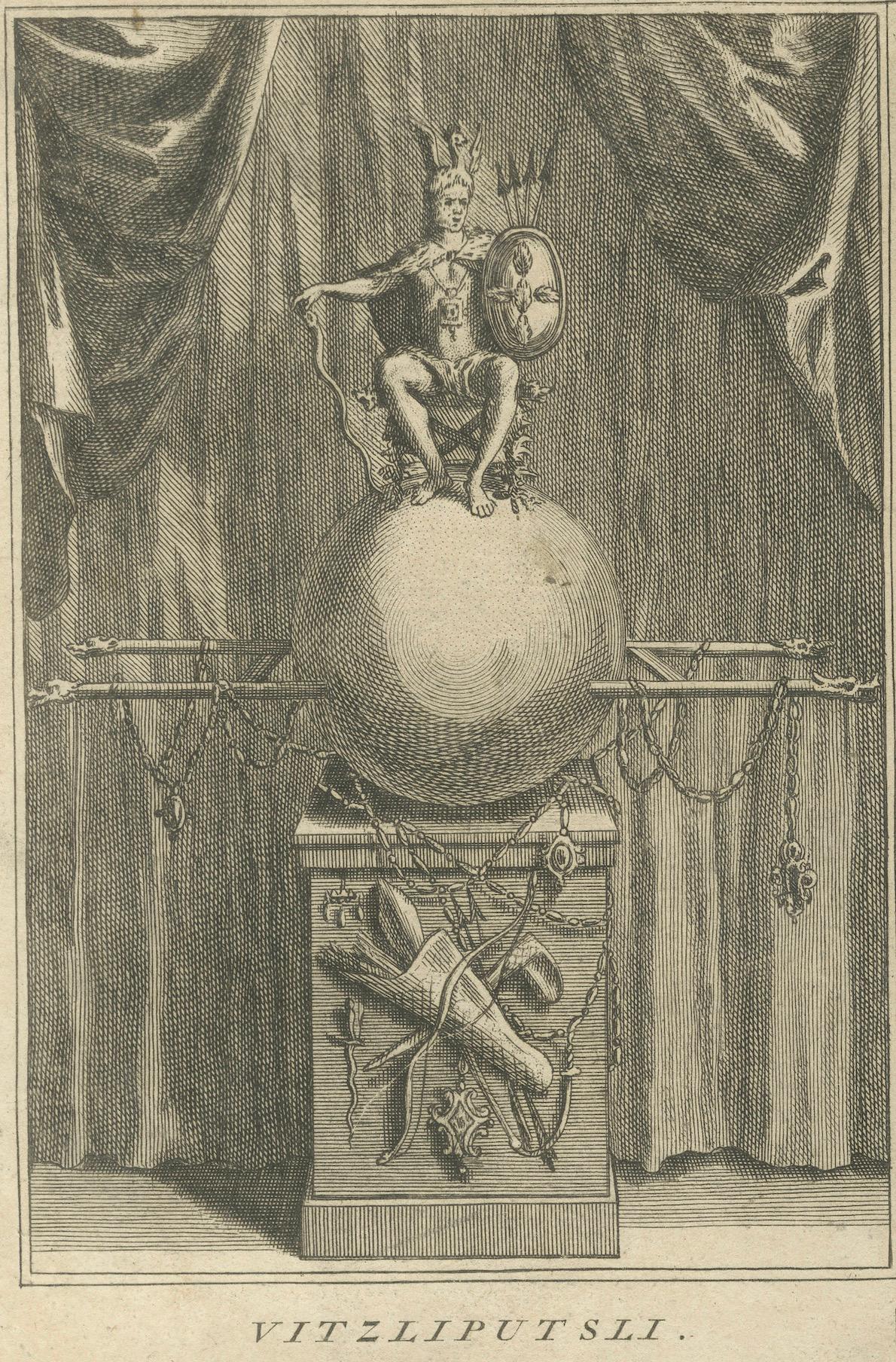 Dieux et prêtres mexicains - Gravure de 1734 représentant des divinités aztèques et des rituels religieux en vente 3