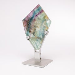 Mexican Green, White and Purple Shade Fluorite on Aluminum Base