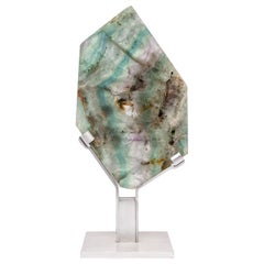 Mexican Green, White and Purple Shade Fluorite on Aluminum Base