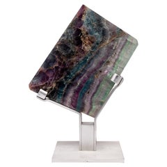 Mexican Green, White and Purple Shade Fluorite on Aluminum Base