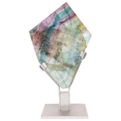 Mexican Green, White and Purple Shade Fluorite on Aluminum Base