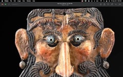 Mexican Guerrero Painted Copper Barbone Mask