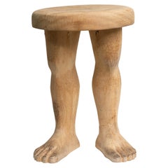 Mexican Hand Carved Solid Wood Folk Art "Foot" Side Table
