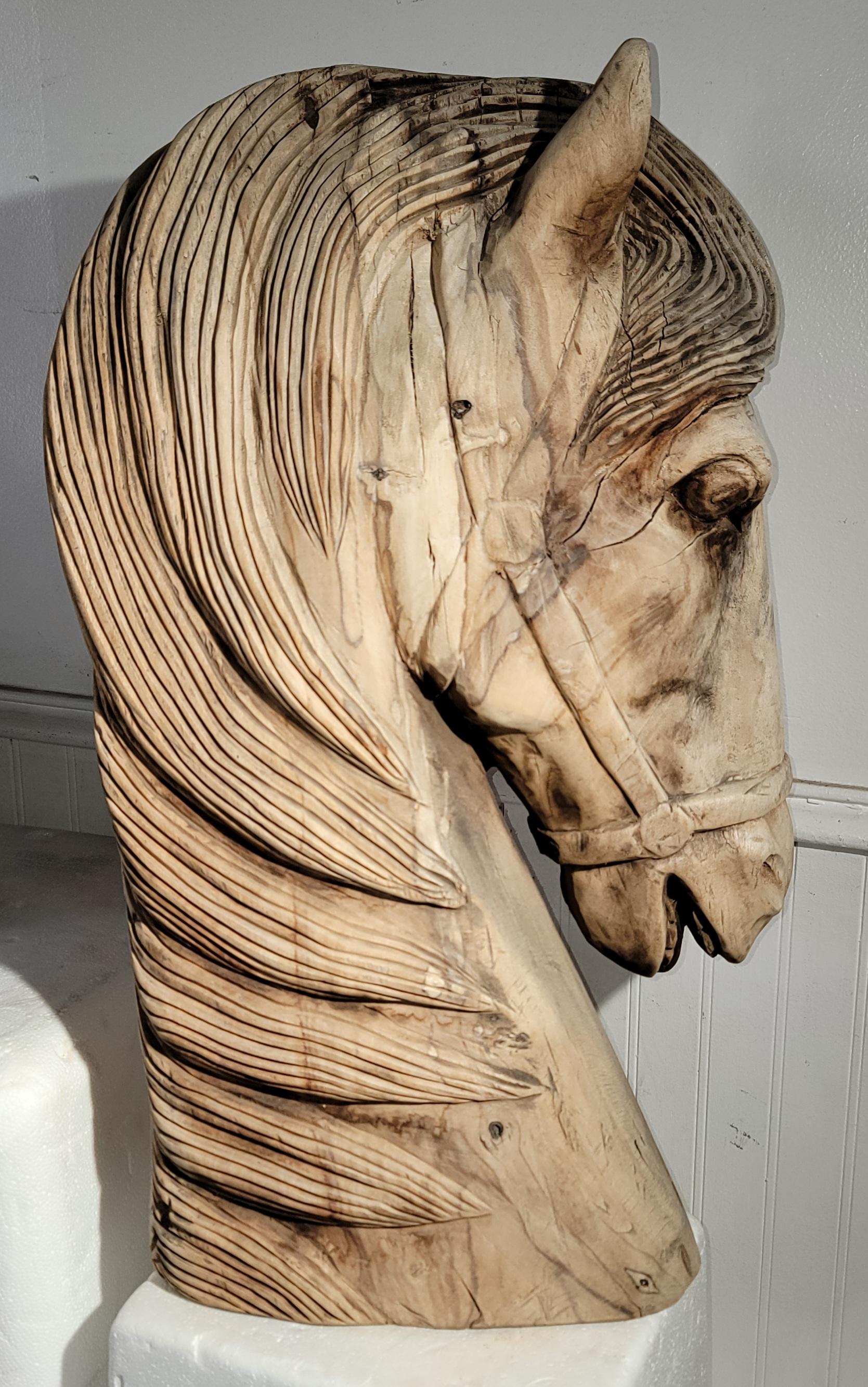 Mexican Hand Carved Wood  Pferdekopf (Adirondack) im Angebot