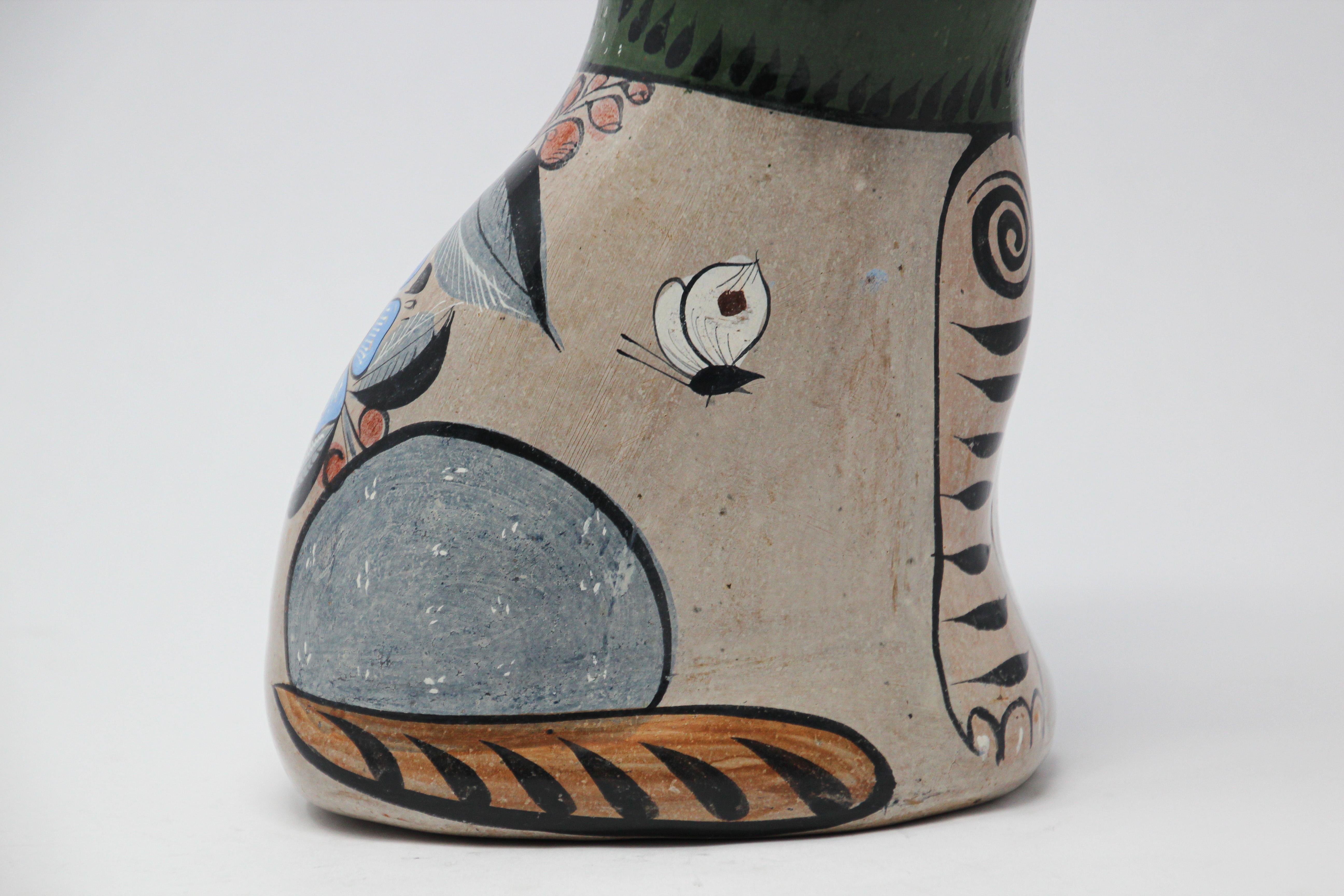Mexican Hand Painted Colorful Pottery Cat 3