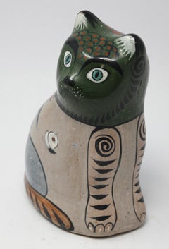 Mexican Hand Painted Colorful Pottery Cat