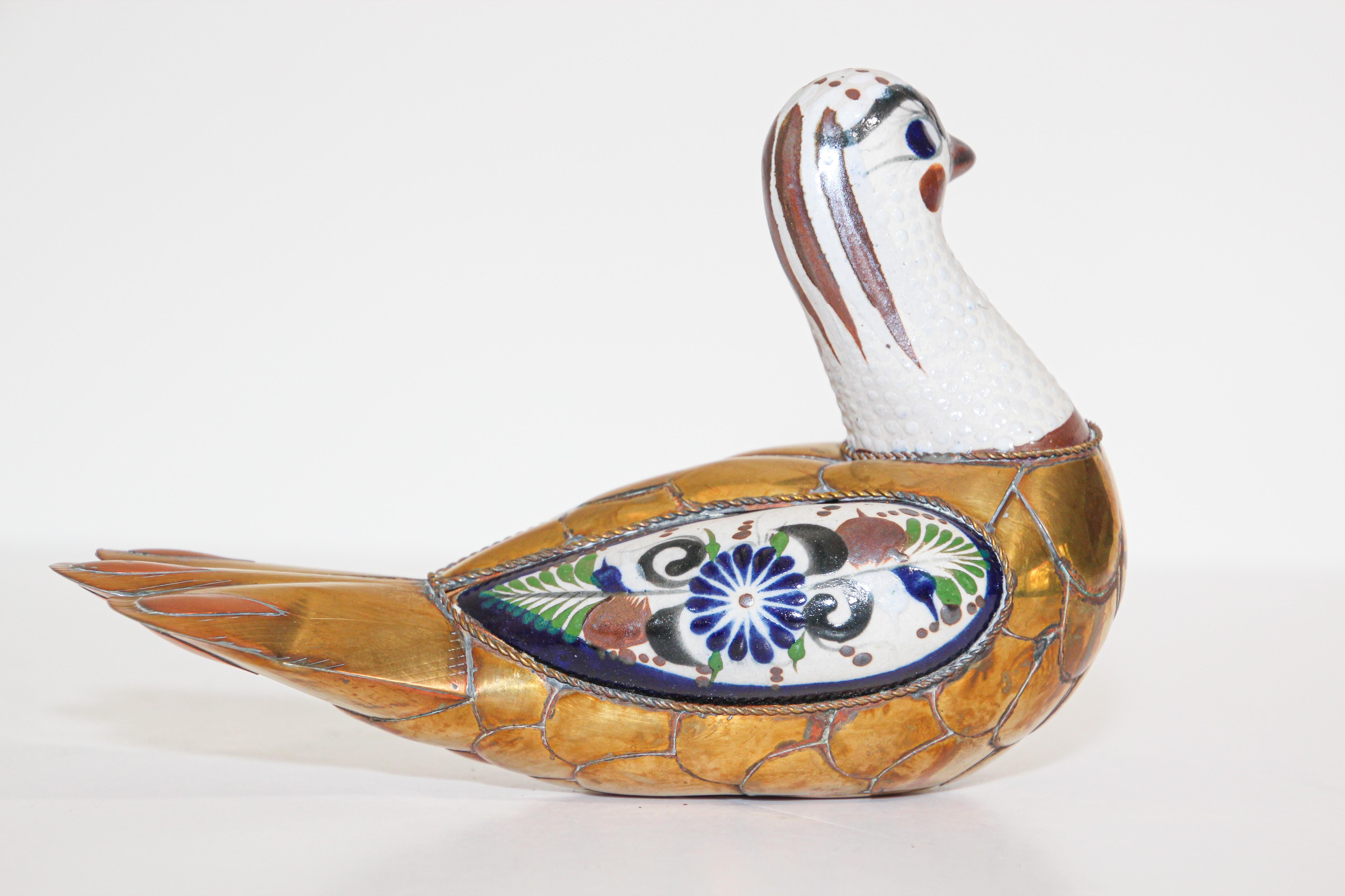 Mexican Hand Painted Colorful Tonala Pottery Bird 2