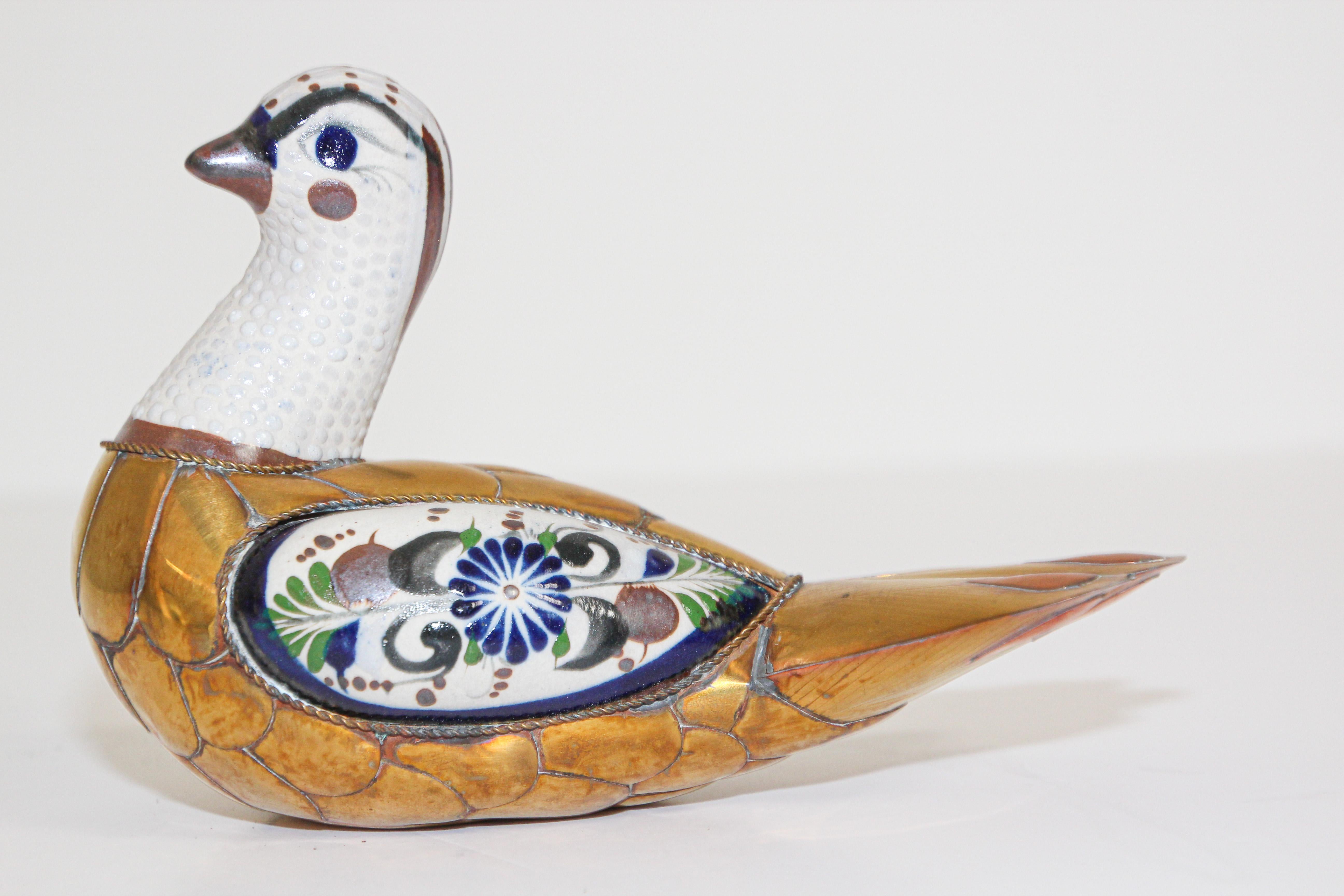 Mexican Hand Painted Colorful Tonala Pottery Bird 3