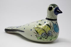 Tonala Folk Art Bird Mexican Hand Painted Colorful Pottery 1960s