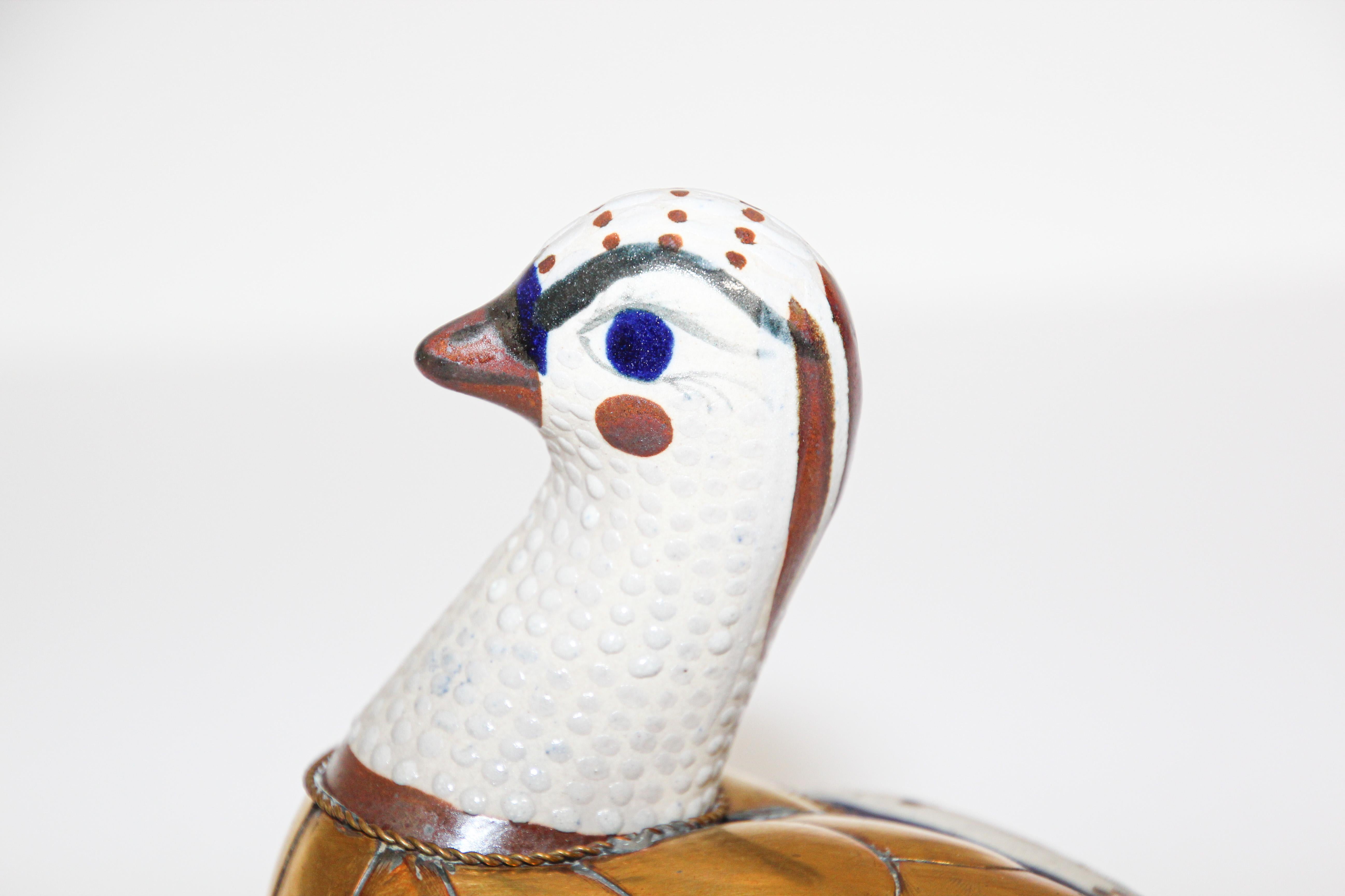 vintage mexican tonala pottery bird