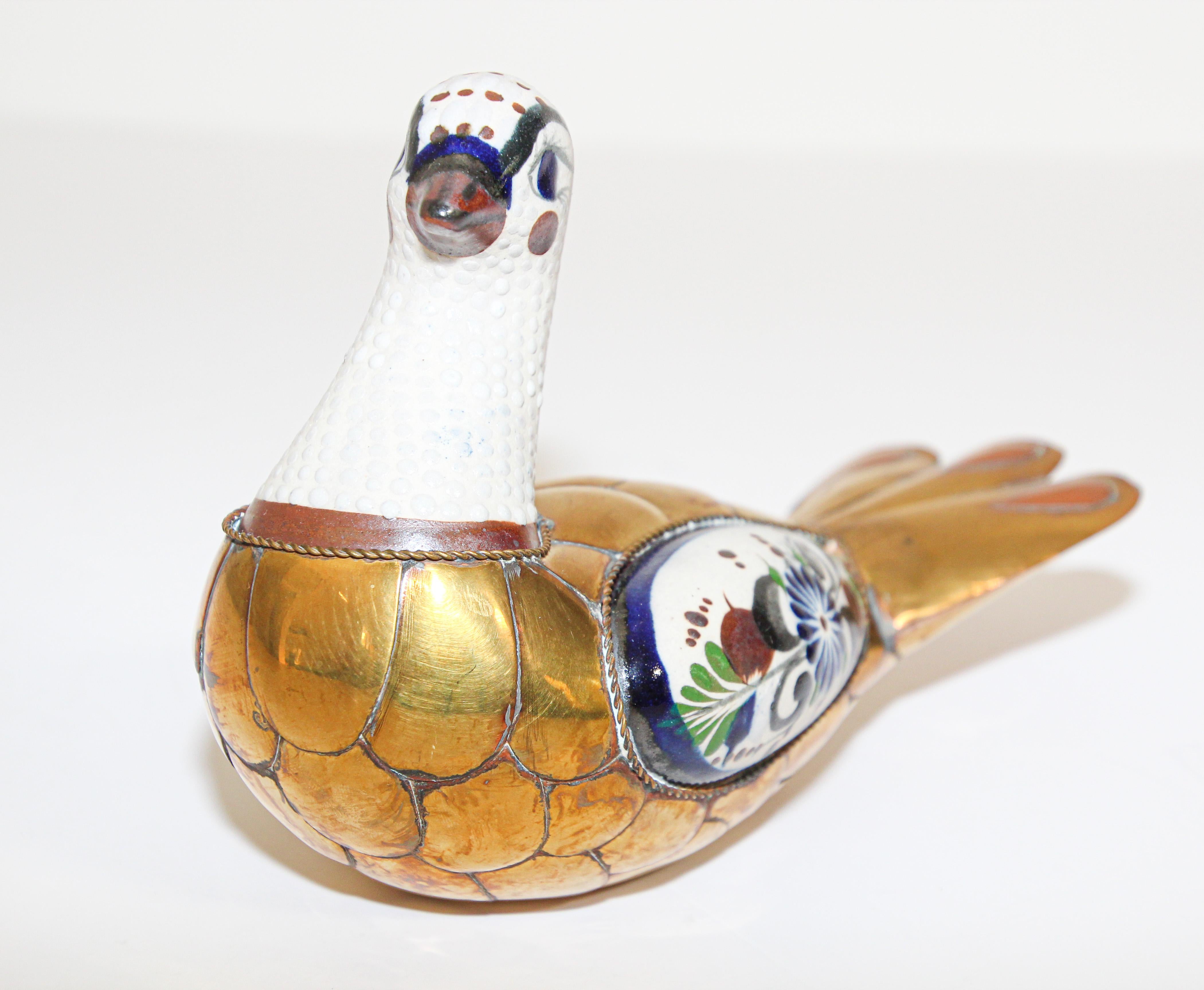 Hand-Crafted Mexican Hand Painted Colorful Tonala Pottery Bird