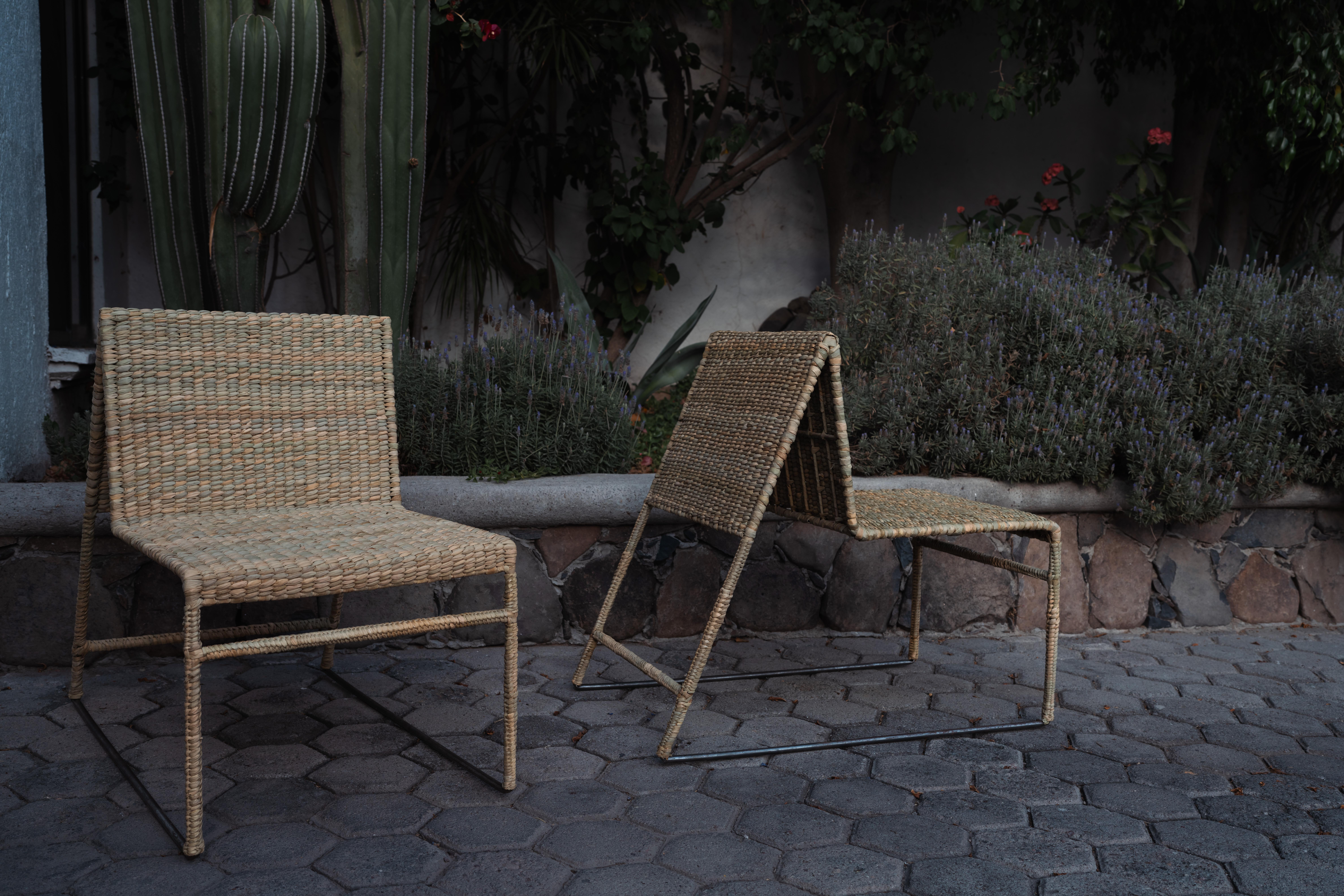 Mexican Handcrafted Chuspata Palm Fiber Lounge Chair Craftsmanship Reed For Sale 9