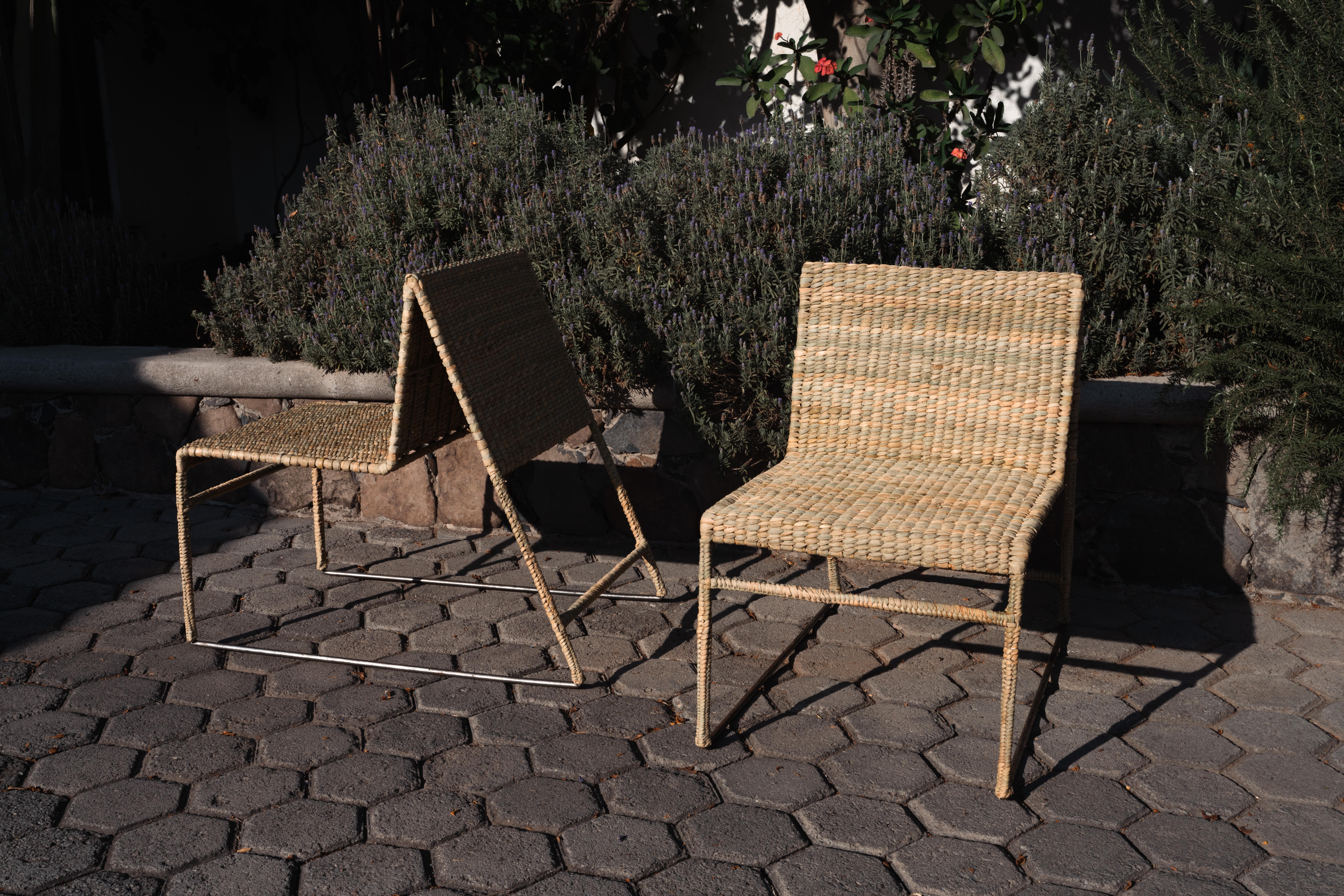 Mexican Handcrafted Chuspata Palm Fiber Lounge Chair Craftsmanship Reed For Sale 11