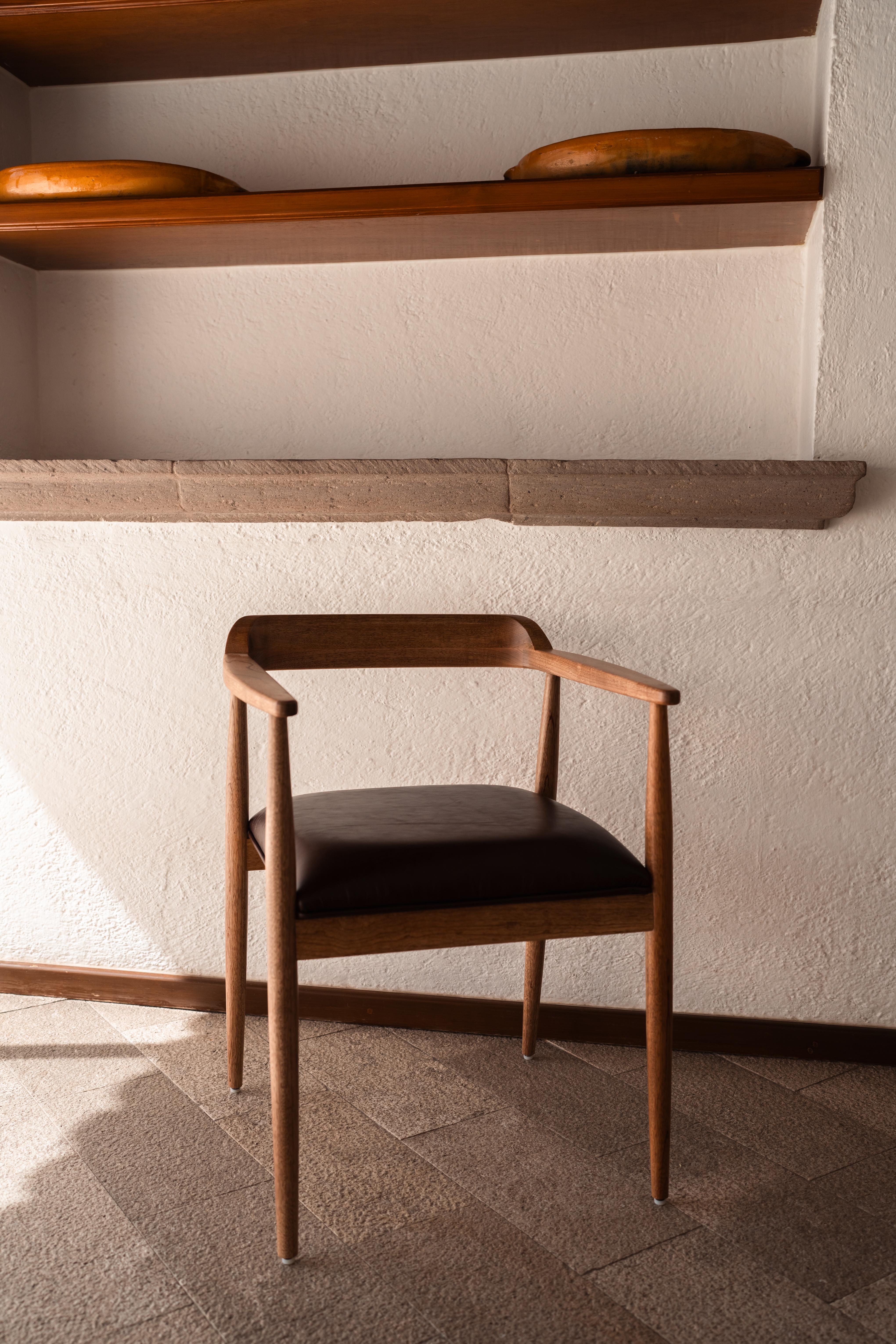 Mexican Handcrafted Tzalam Wood Armchair Design and Ancestral Craftsmanship For Sale 3